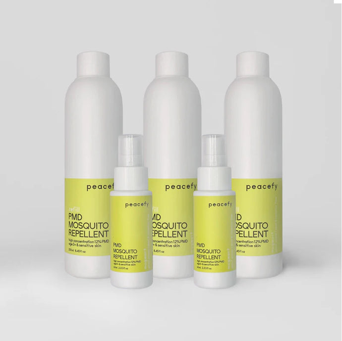 【peacefy】PMD 艾草防蚊液｜家庭組｜隨身 60ml×2｜補充瓶 250ml×3